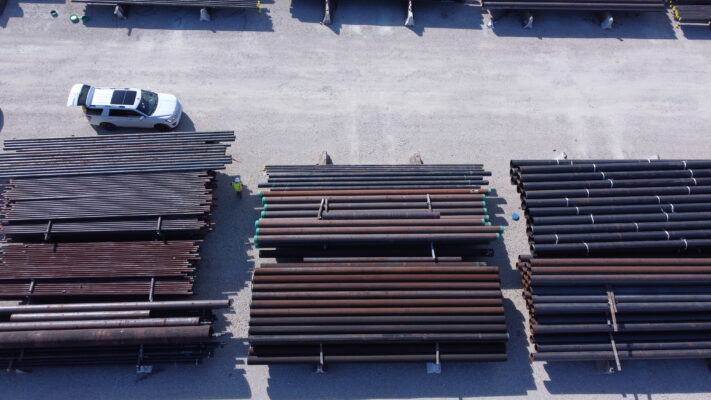 Aerial view of API Line Pipe at CPS Baytown's Pipe Yard