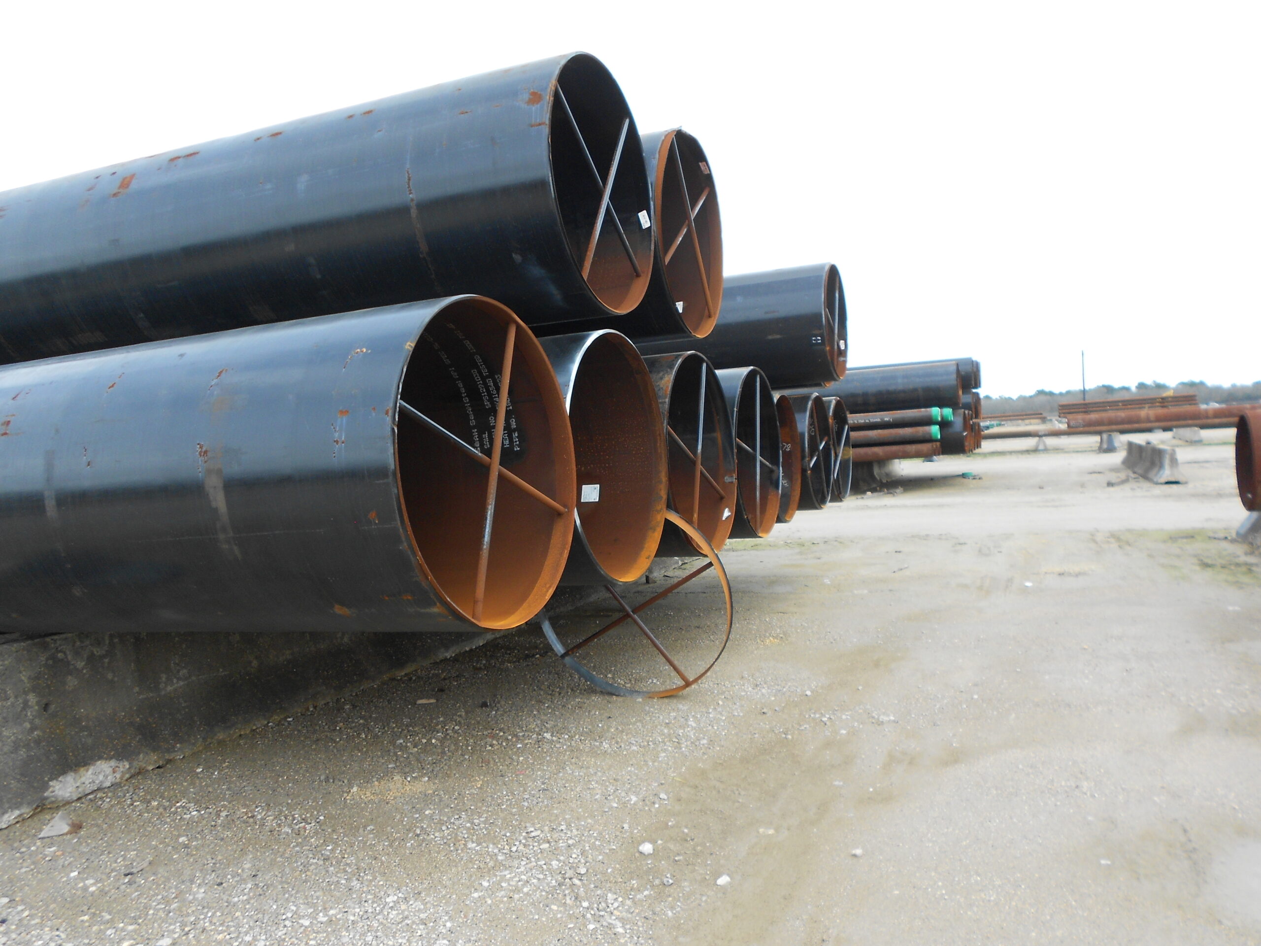 Picture of X65 Line pipe in our Houston Texas Pipe Yard
